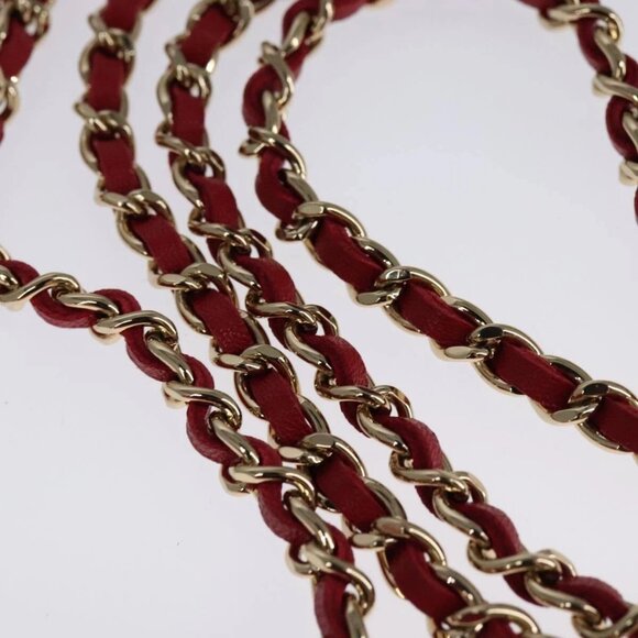 CHANEL Small Box Matelasse Chain Pouch Lamb Skin Red CC Auth - Picture 7 of 15